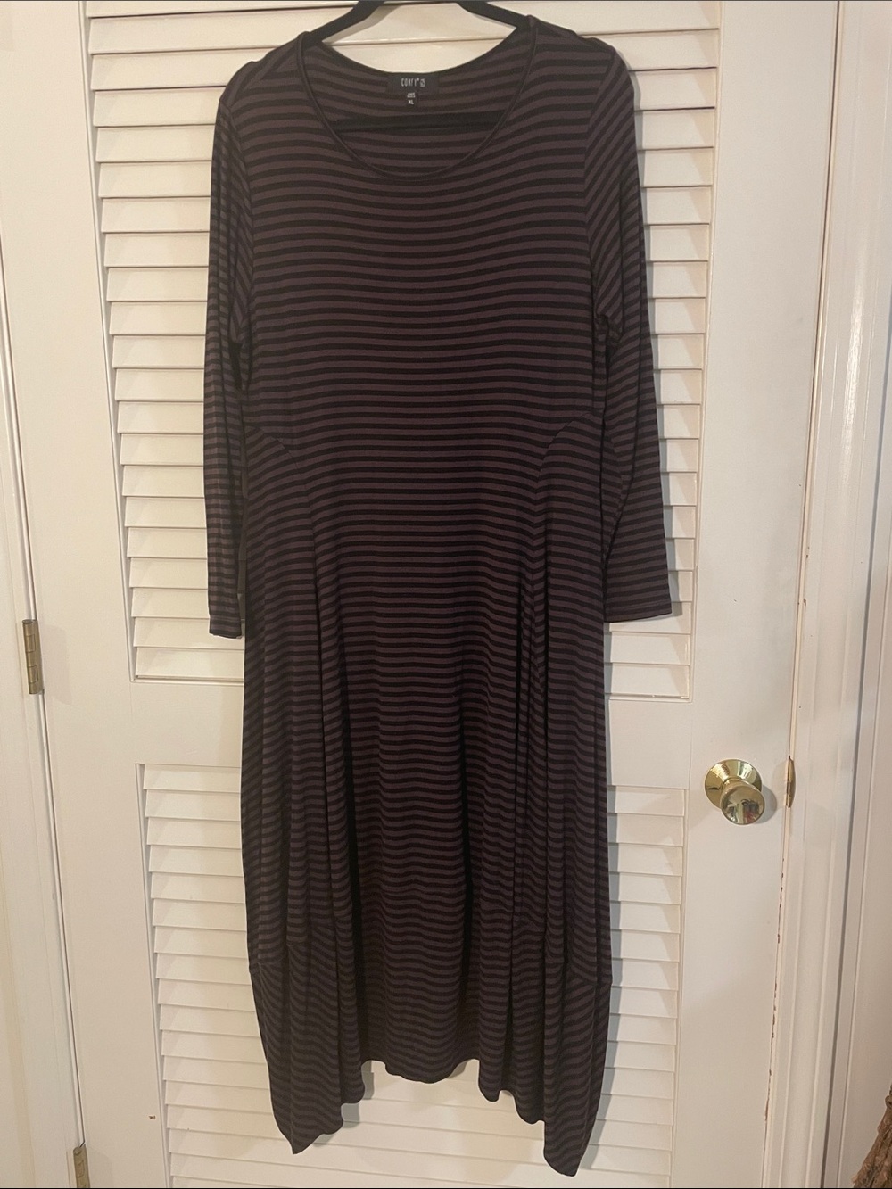 Comfy USA Striped Coquette Plum Black Stripe Lagenlook Handkerchief